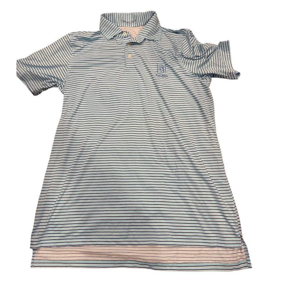 B. Draddy Sport Mens Med Golf Polo Blue Striped TPC Potomac Golf Club